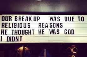 Text says break up was due to religious reasons. He thought he was god.