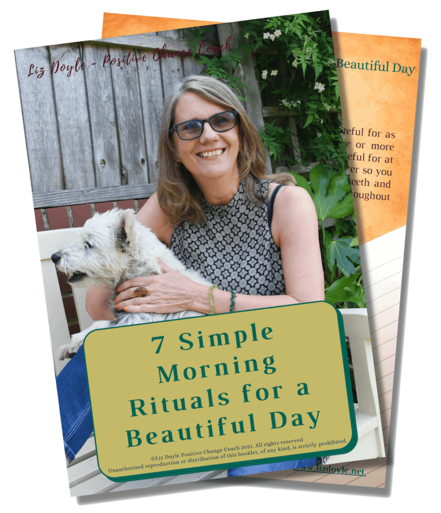 Image of Liz Doyle with text saying "7 Morning Rituals for a Beautiful Day"